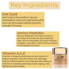 GLO24K Anti-Aging Face &amp; Neck Cream with 24K Gold, Retinol &amp; Hyaluronic Acid