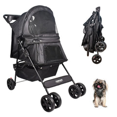 Jespet 4-Wheel Dog Stroller – Foldable Pet Stroller for Small &amp; Medium Dogs and Cats