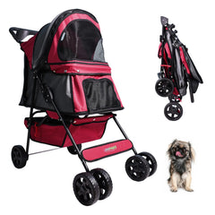 Jespet 4-Wheel Dog Stroller – Foldable Pet Stroller for Small &amp; Medium Dogs and Cats