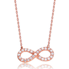 Collette Z Infinity Necklace in Sterling Silver with Rose Gold Plating – Cubic Zirconia Pendant Jewelry