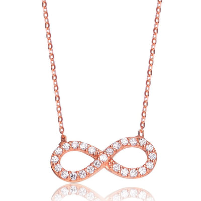 Collette Z Infinity Necklace in Sterling Silver with Rose Gold Plating – Cubic Zirconia Pendant Jewelry