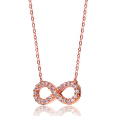 Collette Z Infinity Necklace in Sterling Silver with Rose Gold Plating – Cubic Zirconia Pendant Jewelry