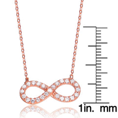 Collette Z Infinity Necklace in Sterling Silver with Rose Gold Plating – Cubic Zirconia Pendant Jewelry
