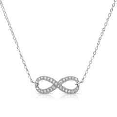 Collette Z Infinity Necklace in Sterling Silver with Rose Gold Plating – Cubic Zirconia Pendant Jewelry