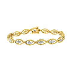 10K Yellow Gold Plated Sterling Silver Diamond Link Bracelet – 1 CTW
