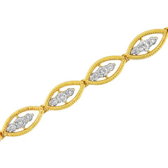 10K Yellow Gold Plated Sterling Silver Diamond Link Bracelet – 1 CTW