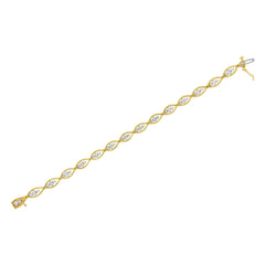 10K Yellow Gold Plated Sterling Silver Diamond Link Bracelet – 1 CTW