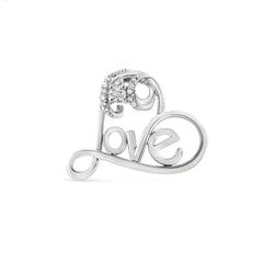 Diamond Open Heart “Love Script” Pendant Necklace – Sterling Silver Rhodium Plated