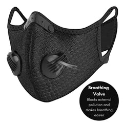Performance Sports Face Mask with PM2.5 Activated Carbon Filter &amp; Breathing Valves