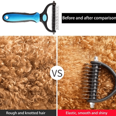 Professional Dual-Sided Dog Dematting Brush | Stainless Steel Undercoat & Deshedding Grooming Tool