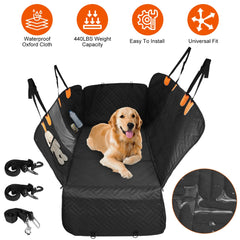 Heavy-Duty Waterproof Dog Car Seat Cover with Safety Seat Belts – Protects Seats from Hair, Mud & Scratches for back seat