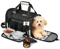 Airline Approved Pet Carrier Plus for Small Dogs &amp; Cats – Travel Carrier with Food Storage, Bowls &amp; Accessories