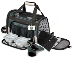 Airline Approved Pet Carrier Plus for Small Dogs &amp; Cats – Travel Carrier with Food Storage, Bowls &amp; Accessories