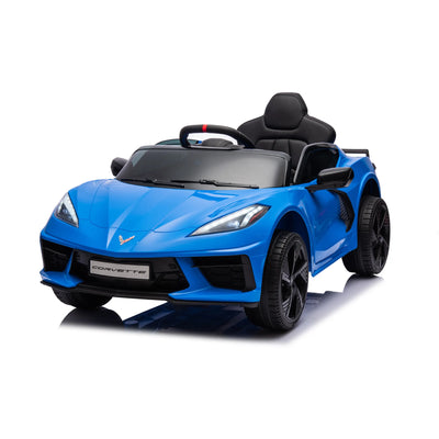 Chevrolet Corvette C8 12V Kids Ride-On Electric Car with Remote Control, LED Lights, Bluetooth & Leather Seat