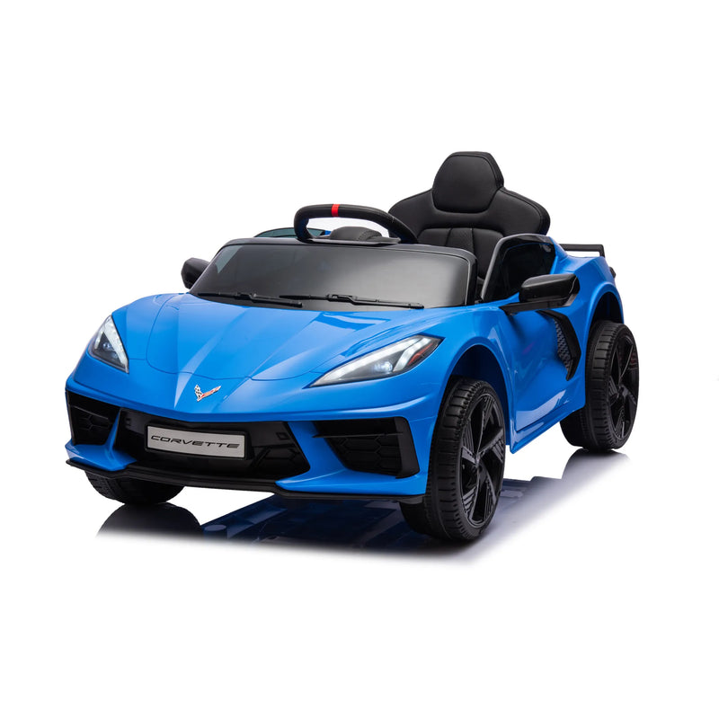 Chevrolet Corvette C8 12V Kids Ride-On Electric Car with Remote Control, LED Lights, Bluetooth & Leather Seat