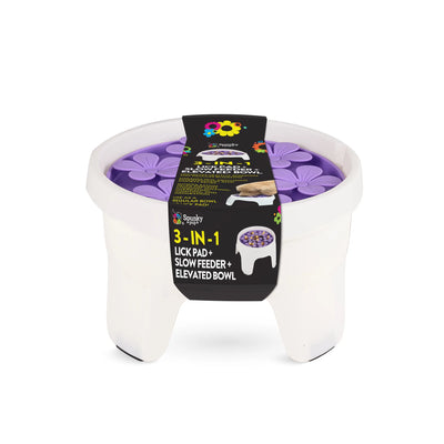 3-in-1 Dog & Cat Slow Feeder Bowl with Lick Mat & Elevated Feeding Station