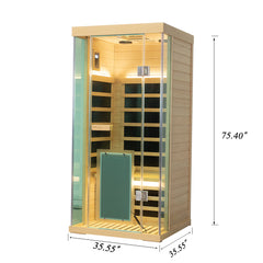 Winni 1-Person Hemlock Full Glass Spectrum Infrared Sauna - SH01