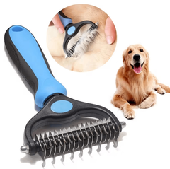 Professional Dual-Sided Dog Dematting Brush | Stainless Steel Undercoat & Deshedding Grooming Tool