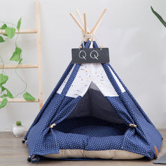 Cozy Canvas Pet Tent Bed for Small & Medium Dogs & Cats – Soft Indoor Teepee House with Removable Cushion